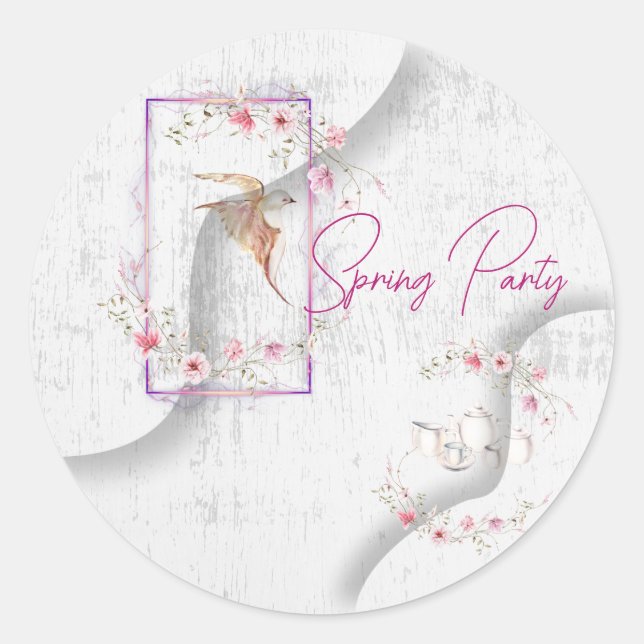 Adesivo Redondo Festa de chá encantadora (Frente)