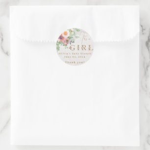 Adesivo Redondo Festa de Chá Floral Baby Girl