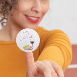 Adesivo Redondo Festa de Compromisso com Vinho e Charcuterie