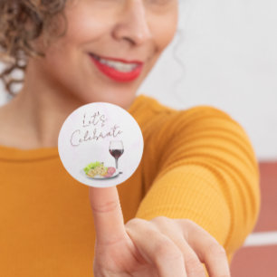 Adesivo Redondo Festa de Compromisso de Vinho e Charcuteria