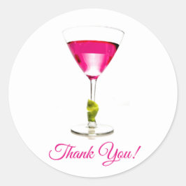 Adesivo Redondo Festa de Coquetel Pink Martini Obrigado
