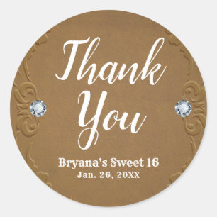 Adesivo Redondo Festa de Couro Rústico Ocidental Jeans e Diamantes