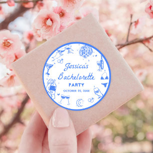 Adesivo Redondo Festa de Despedida de Solteira Blue Disco Cocktail