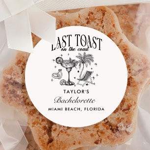 Adesivo Redondo Festa de Despedida de Solteira Costeira Moderna Pr