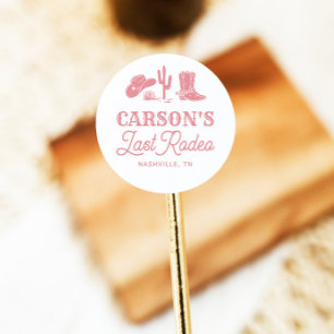 Adesivo Redondo Festa de Despedida de Solteira Cowgirl Rosa Vergon