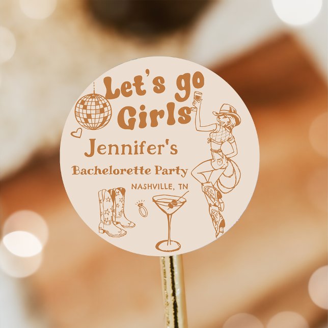 Adesivo Redondo Festa de Despedida de Solteira Disco Cowgirl Rodei (Criador carregado)