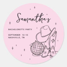 Festa de Despedida de Solteira Disco Cowgirl Rosa 