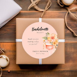 Adesivo Redondo Festa de Despedida de Solteira Floral Aperol Sprit