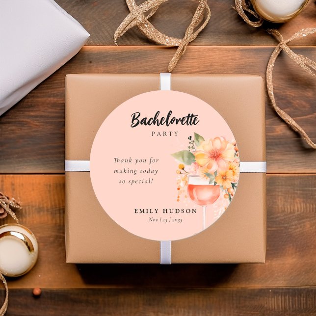 Adesivo Redondo Festa de Despedida de Solteira Floral Aperol Sprit (Criador carregado)