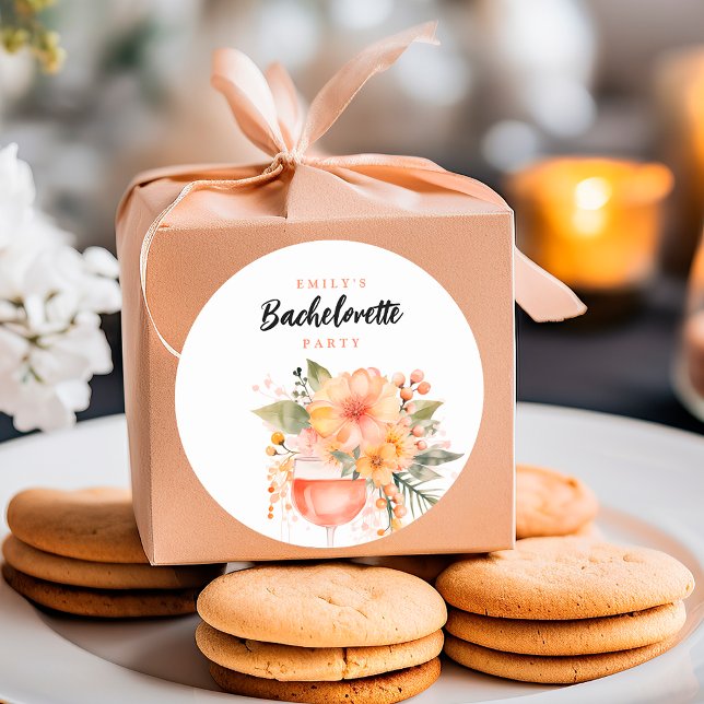 Adesivo Redondo Festa de Despedida de Solteira Floral Aperol Sprit (Criador carregado)