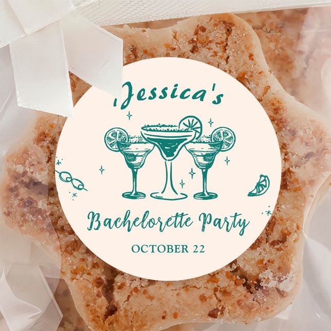 Adesivo Redondo Festa de Despedida de Solteira na Praia e Coquetel (Criador carregado)