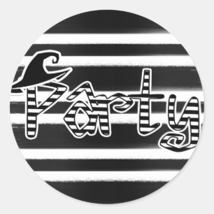 Adesivo Redondo Festa de Dia das Bruxas Negra e Branca