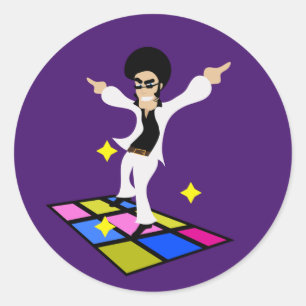 Adesivo Redondo Festa de discoteca de anos setenta retrorados