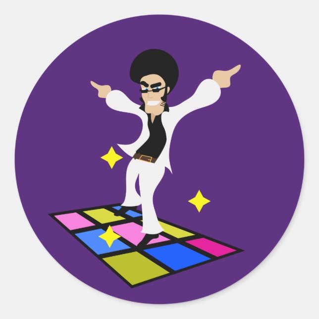 Adesivo Redondo Festa de discoteca de anos setenta retrorados (Frente)