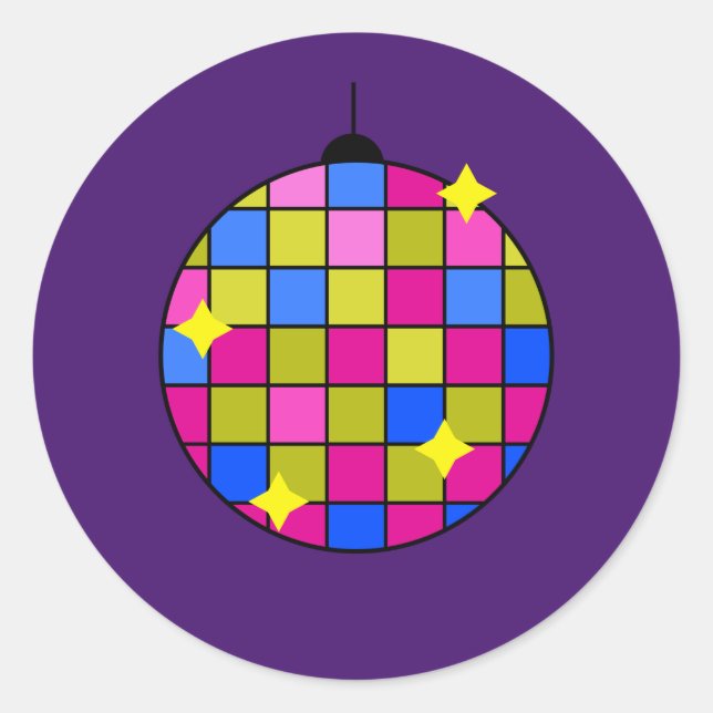 Adesivo Redondo Festa de discoteca de anos setenta retrorados (Frente)