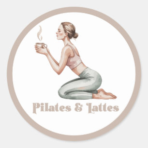 Adesivo Redondo Festa de Experiência de Bem-Estar Pilates & Lattes