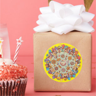 Adesivo Redondo Festa De Fada Amarelo, De Fada, Para Crianças