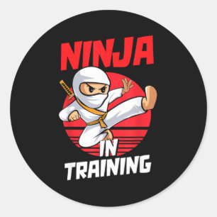 Adesivo Redondo Festa de Fantasia de Ninja em Treinamento Guerreir