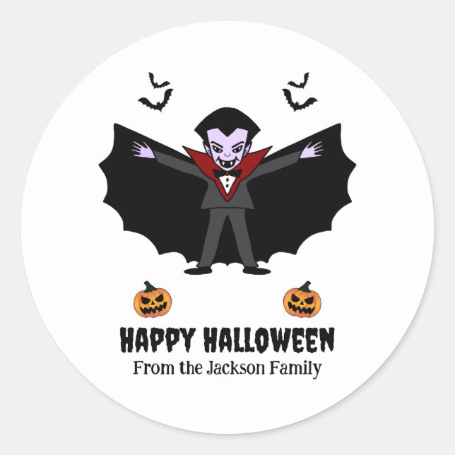 Adesivo Redondo Festa de fantasia de Spookeen Dracula Vampire (Frente)