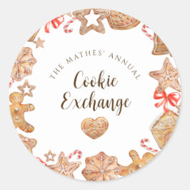 Adesivo Redondo Festa de Feriado do Cookie Exchange