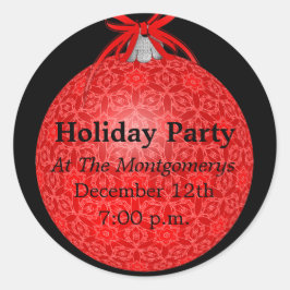 Adesivo Redondo Festa de Férias, Ornamento de rendas Vermelhas