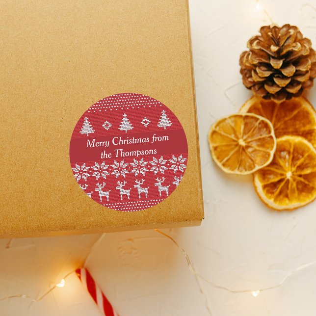 Adesivo Redondo Festa de Férias Personalizadas da Reindeer de Nata (Criador carregado)