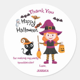 Adesivo Redondo Festa de Figurino de Halloween das Bruxas Bonitas 