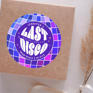 Adesivo Redondo Festa de Fim de Semana Retro Groovy Disco de Despe