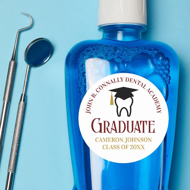 Adesivo Redondo Festa de formatura da escola dentária Dourada Maro (Criador carregado)