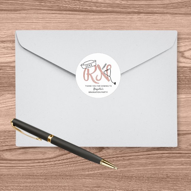 Adesivo Redondo FESTA DE FORMATURA de enfermeira RN obrigado você  (Criador carregado)