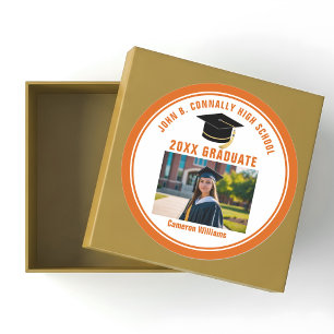 Adesivo Redondo Festa de Formatura Laranja Personalizada Foto de G