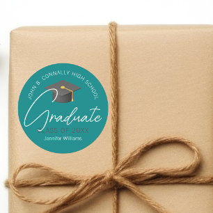 Adesivo Redondo Festa de formatura Personalizada do Formando Teal 