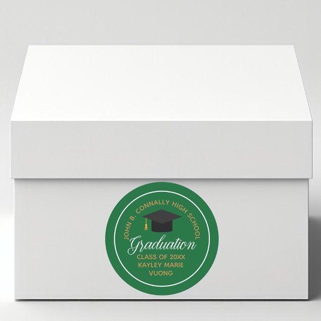 Adesivo Redondo Festa de Formatura Personalizada Verde Dourado Ens (Criador carregado)