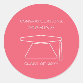 Adesivo Redondo Festa de formatura rosa personalizada