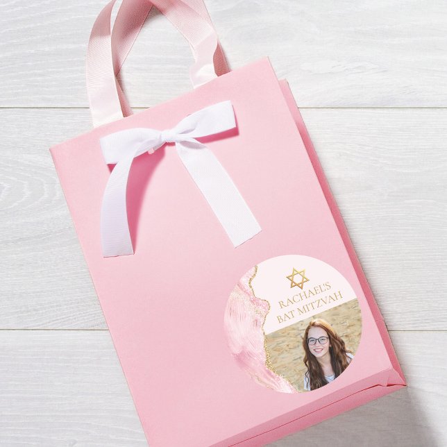 Adesivo Redondo Festa de Fotografias do Chic Dourado Agate Bat Mit (Criador carregado)