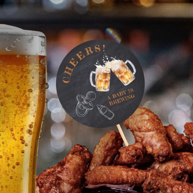 Adesivo Redondo Festa de Fralda de Beer Preto Russo (Rustic Black Chalkboard Beer Diaper Party Classic Round Sticker)