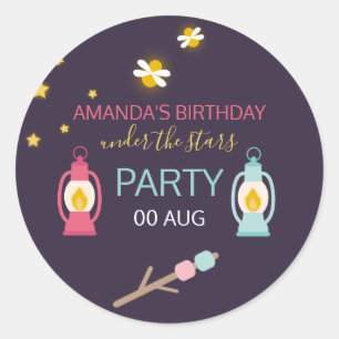 Adesivo Redondo Festa de Glamping personalizada