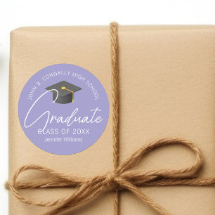 Adesivo Redondo Festa de Graduação Personalizada Lavanda Elegante