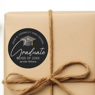 Adesivo Redondo Festa de Graduação Personalizada Preta Elegante
