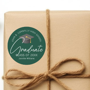 Adesivo Redondo Festa de Graduação Personalizada Verde Escuro Grad