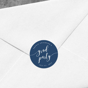 Adesivo Redondo Festa de Graduação Relax Script Cor Editável