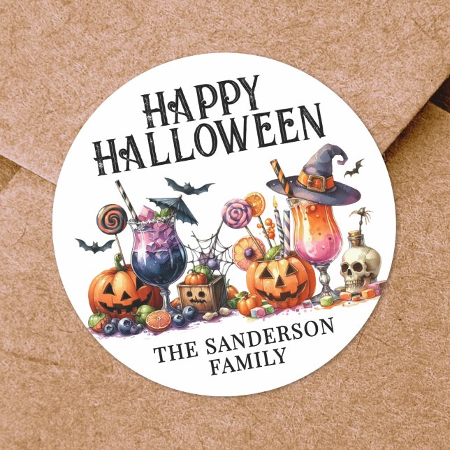 Adesivo Redondo Festa de Halloween (Halloween Party Classic Round Sticker)