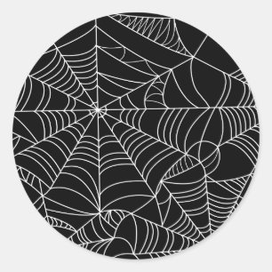 Adesivo Redondo Festa de Halloween Black & White Spiderwebs