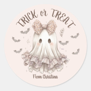 Adesivo Redondo Festa de Halloween de Ghost Girl de Truque ou Trat