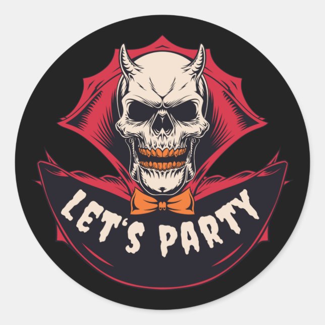 Adesivo Redondo Festa de Halloween de Skeleton Spookey (Frente)