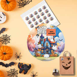 Adesivo Redondo Festa de Halloween Personalizada para Crianças com