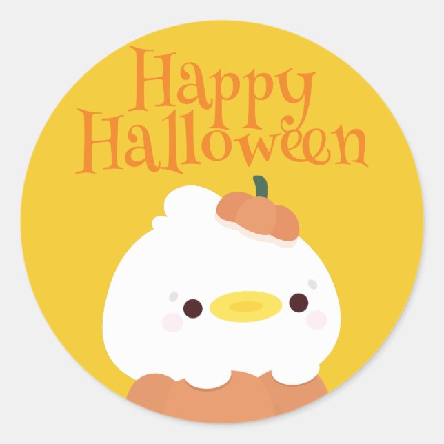 Adesivo Redondo Festa de Halloween Simples e Bonita (Frente)