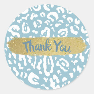 Adesivo Redondo Festa de Impressão Animal Leopardo Guepardo Azul e