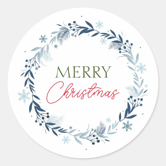 Adesivo Redondo Festa de inverno com Feliz Natal (Frente)