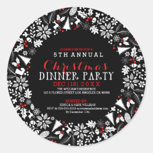 Adesivo Redondo Festa de Janto White Christmas Wreath